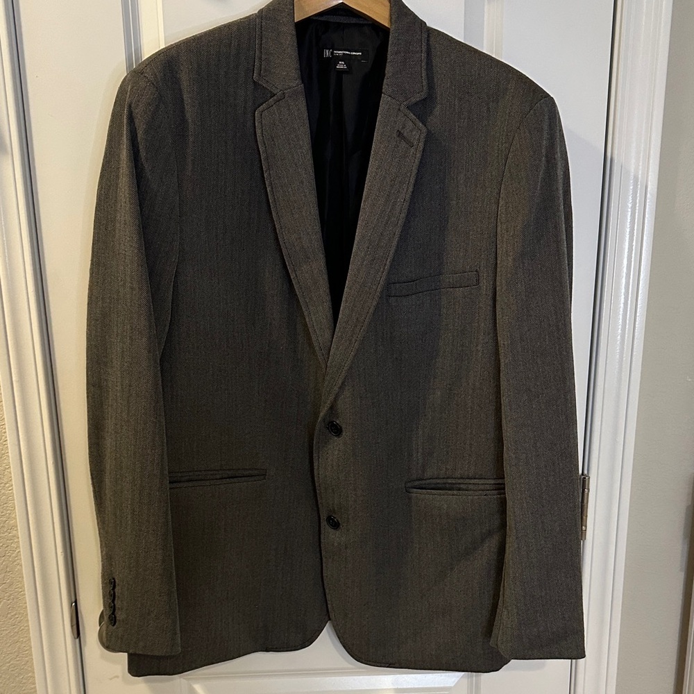 Men's INC Gray Single-Breasted Blazer - Classic Tailored Style XXL